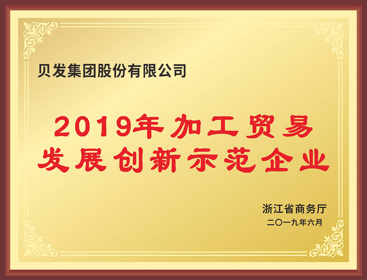 2019年加工贸易发展创新示范企业